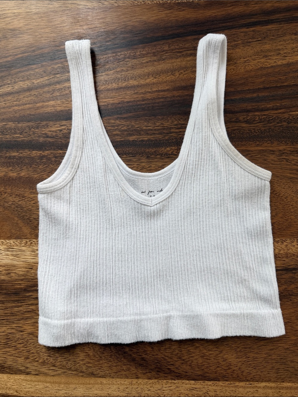 White Ribbed Scoop-Neck Crop Tank Top